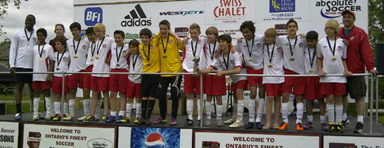 Oakville soccer Ancaster tournament victory team